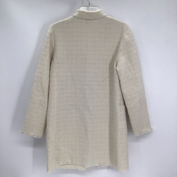 Chicos Tweed Fringe Textured Jacket Classic Business Casual Creme’ Size 0 - Picture 3 of 10